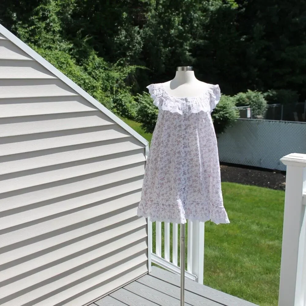 Rachel Ashwell Women's Ditsy Floral Cotton Sweet Babydoll Nightgown Size Medium - Picture 9 of 14